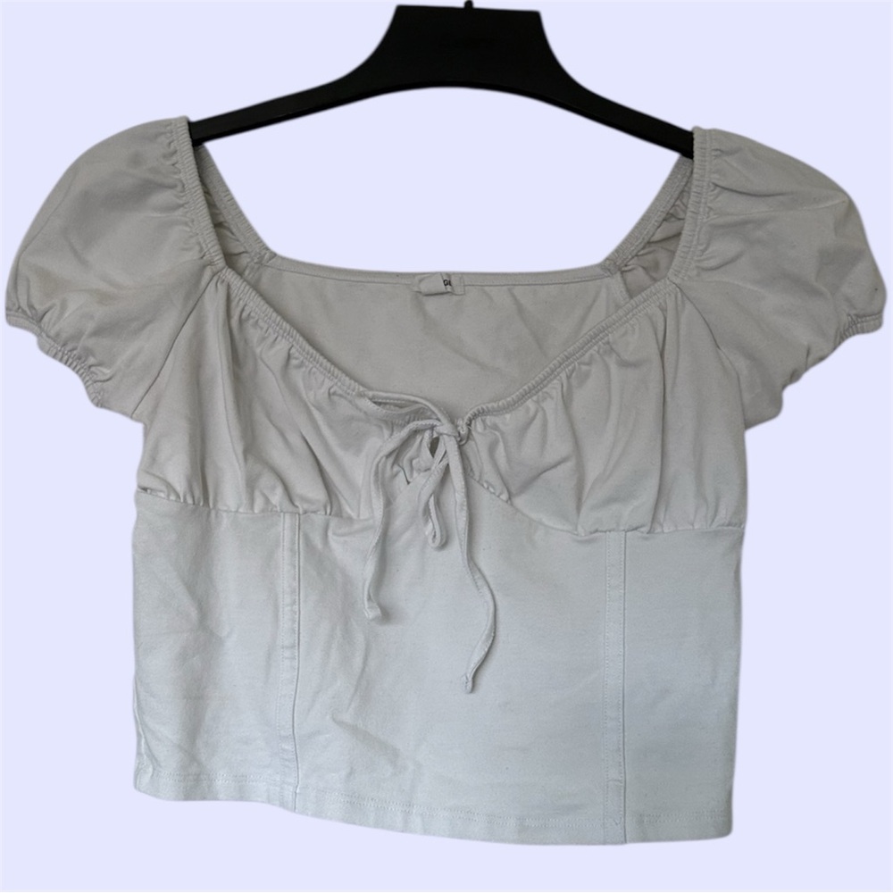 Garage White Milkmaid Cropped T-Shirt, size Medium